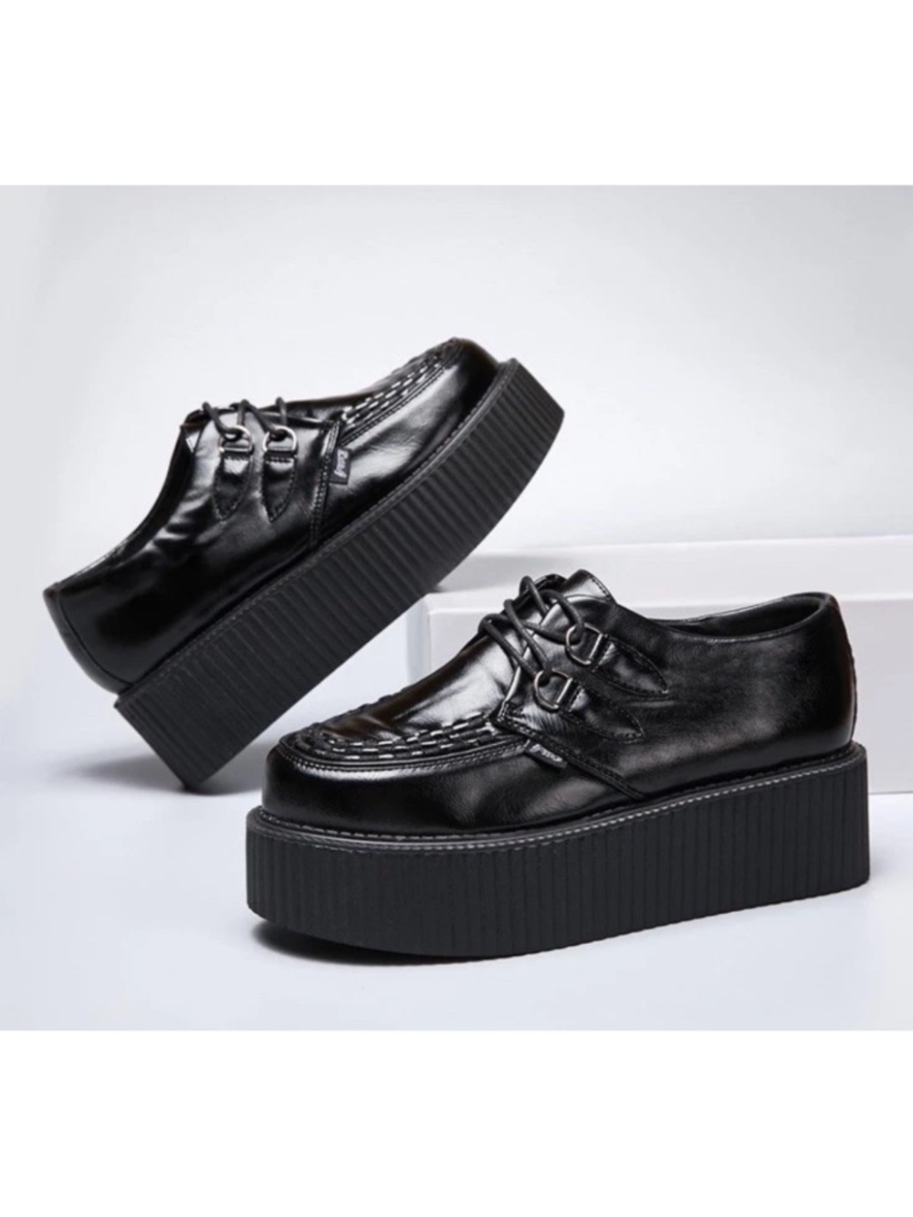 NIB RoseG Women's Handmade Suede Lace Up Flat Platform Creepers Shoe US 8.5